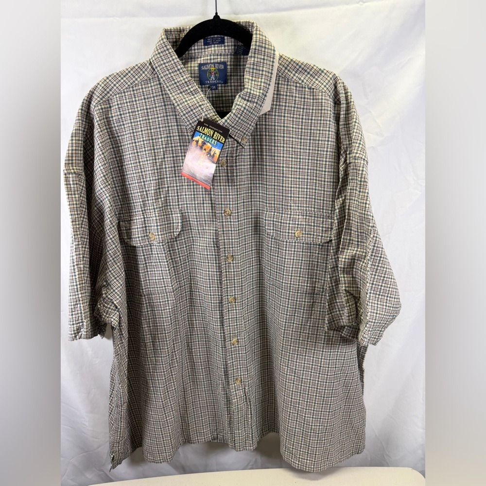 Salmon River Traders Big Man Flannel Shirt Men's Size 3X Short Sleeve Outdoor